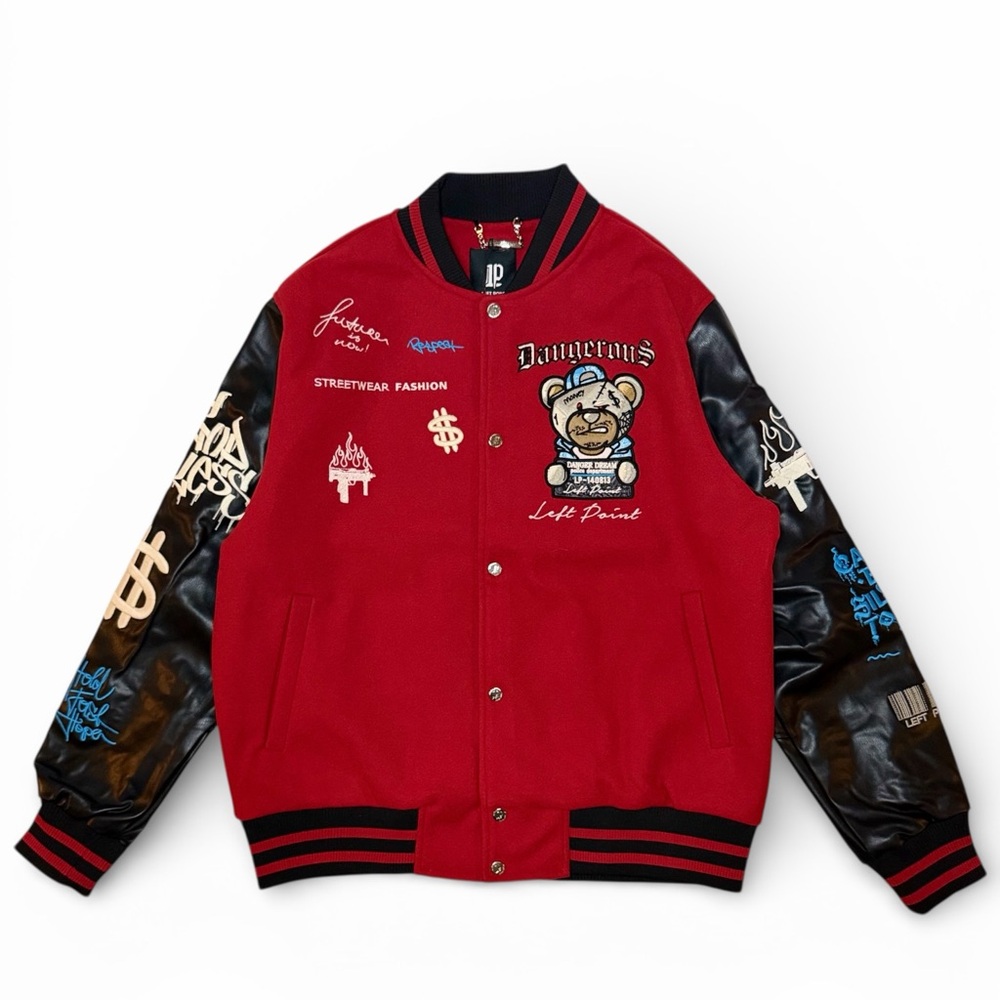 Varsity Jacket with Embroidered Bear